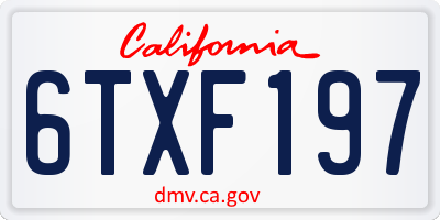CA license plate 6TXF197
