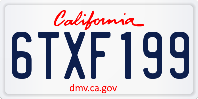 CA license plate 6TXF199