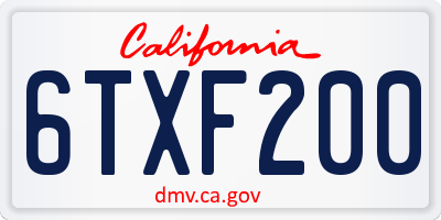 CA license plate 6TXF200
