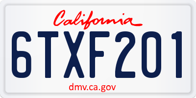 CA license plate 6TXF201