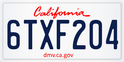 CA license plate 6TXF204