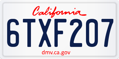 CA license plate 6TXF207