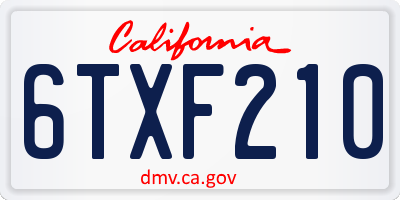 CA license plate 6TXF210
