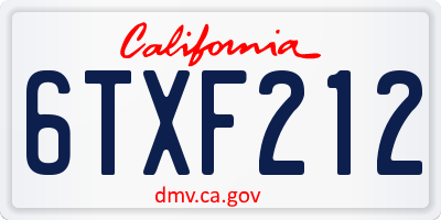 CA license plate 6TXF212