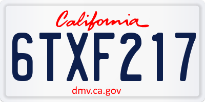 CA license plate 6TXF217
