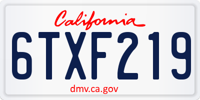 CA license plate 6TXF219