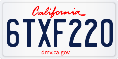 CA license plate 6TXF220