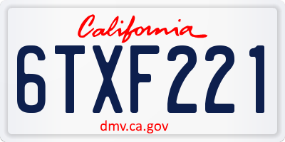 CA license plate 6TXF221