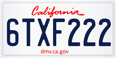 CA license plate 6TXF222