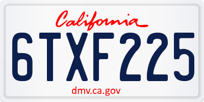 CA license plate 6TXF225