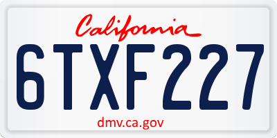 CA license plate 6TXF227