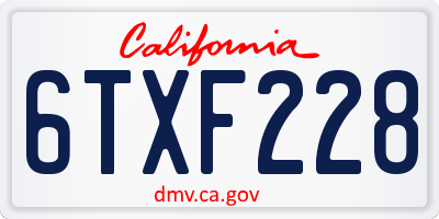CA license plate 6TXF228