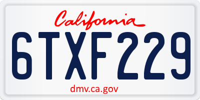 CA license plate 6TXF229