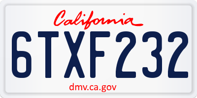 CA license plate 6TXF232