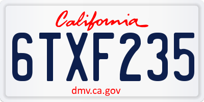 CA license plate 6TXF235