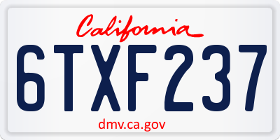 CA license plate 6TXF237