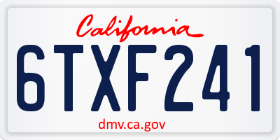 CA license plate 6TXF241