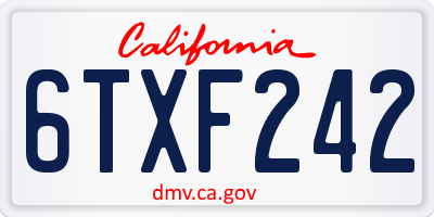 CA license plate 6TXF242