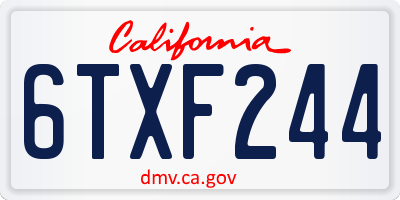 CA license plate 6TXF244