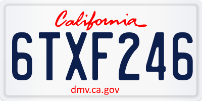 CA license plate 6TXF246
