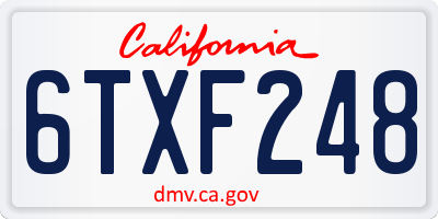 CA license plate 6TXF248