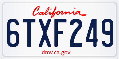 CA license plate 6TXF249