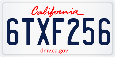 CA license plate 6TXF256