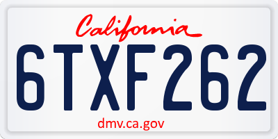 CA license plate 6TXF262