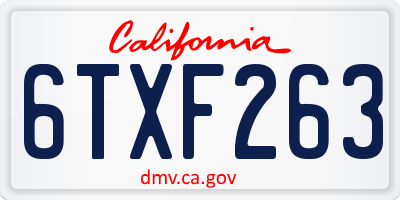 CA license plate 6TXF263