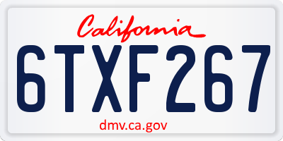 CA license plate 6TXF267