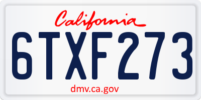 CA license plate 6TXF273