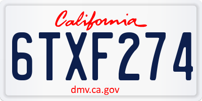 CA license plate 6TXF274