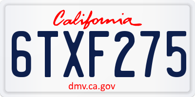 CA license plate 6TXF275
