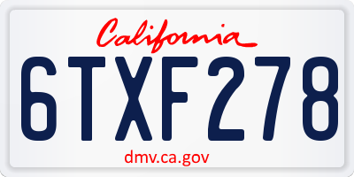 CA license plate 6TXF278
