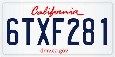 CA license plate 6TXF281
