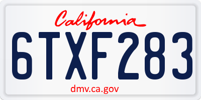 CA license plate 6TXF283