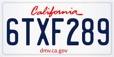 CA license plate 6TXF289