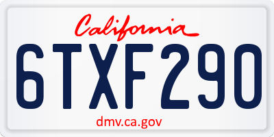 CA license plate 6TXF290