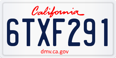 CA license plate 6TXF291