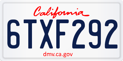 CA license plate 6TXF292