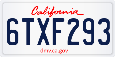 CA license plate 6TXF293