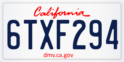 CA license plate 6TXF294