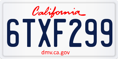 CA license plate 6TXF299
