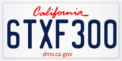 CA license plate 6TXF300