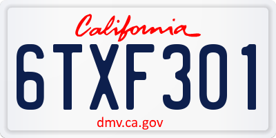 CA license plate 6TXF301