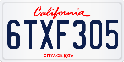 CA license plate 6TXF305