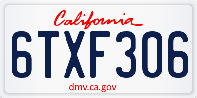 CA license plate 6TXF306