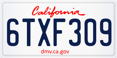 CA license plate 6TXF309
