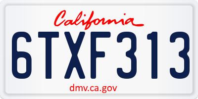 CA license plate 6TXF313