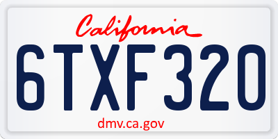 CA license plate 6TXF320